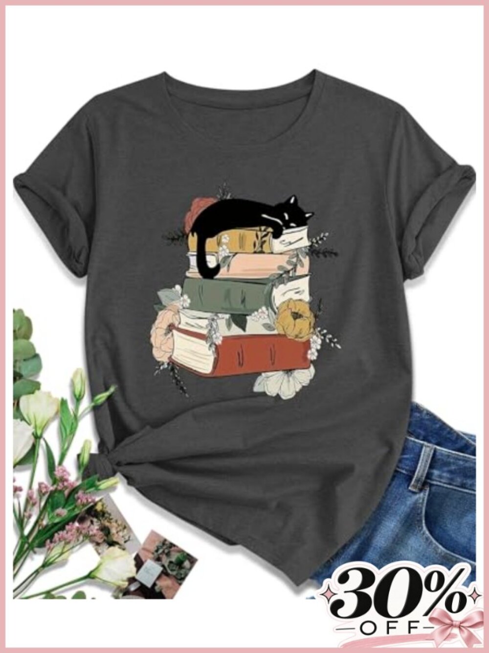 Women's Graphic Tee Short Sleeve Loose Fit Crew Neck Floral Summer Top